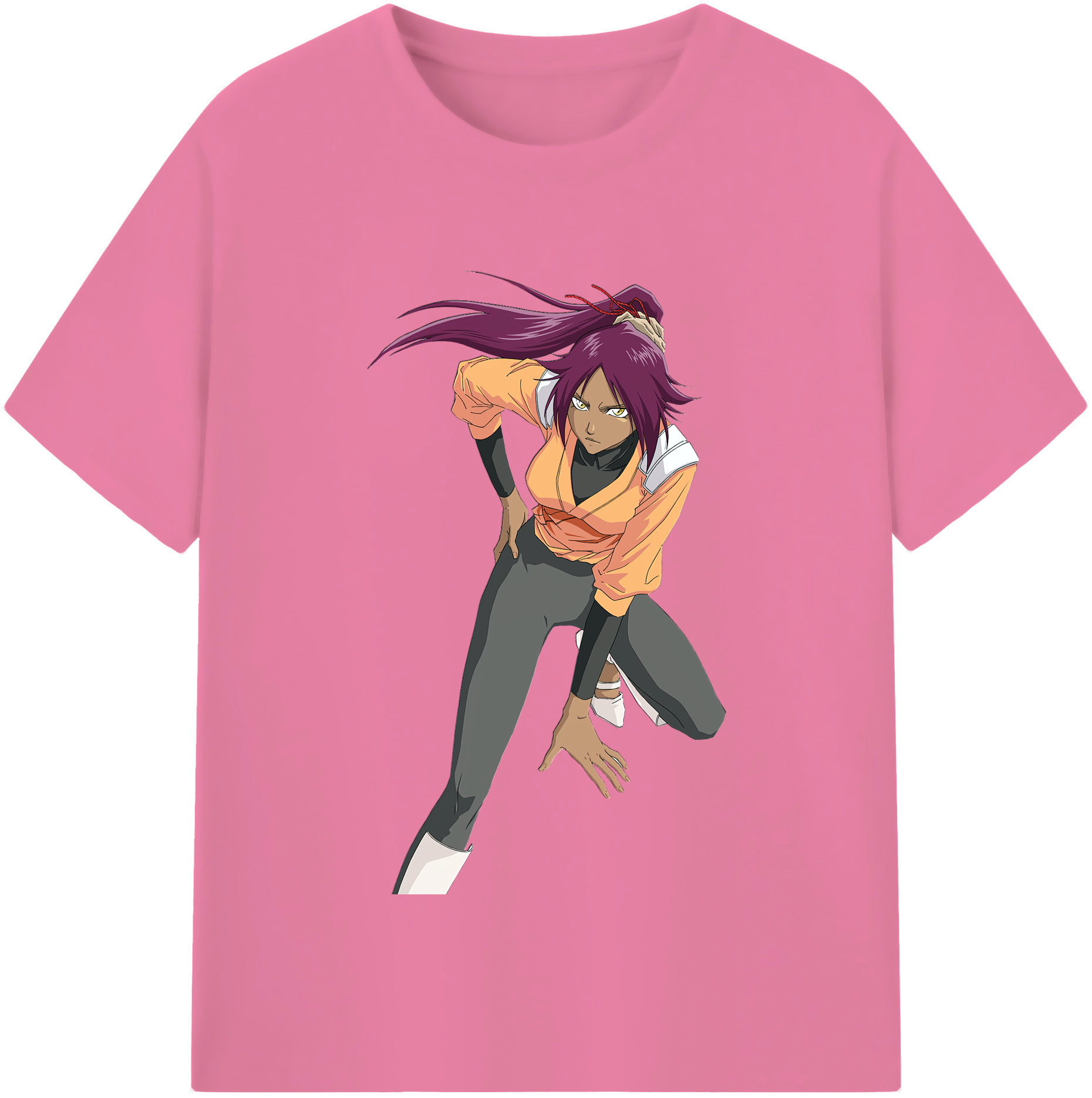 （画像用） ブリーチ 四楓院 夜一（しほういん よるいち） BLEACH Shihouin Yoruichi 綿100％半袖Tシャツ（フロントプリント）